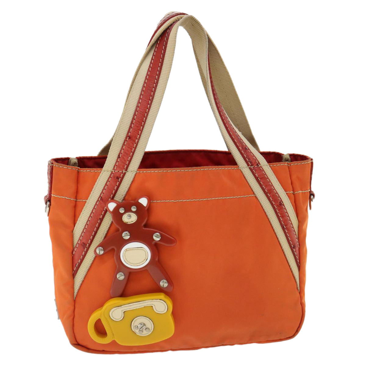 PRADA Hand Bag Nylon Orange  ac1296