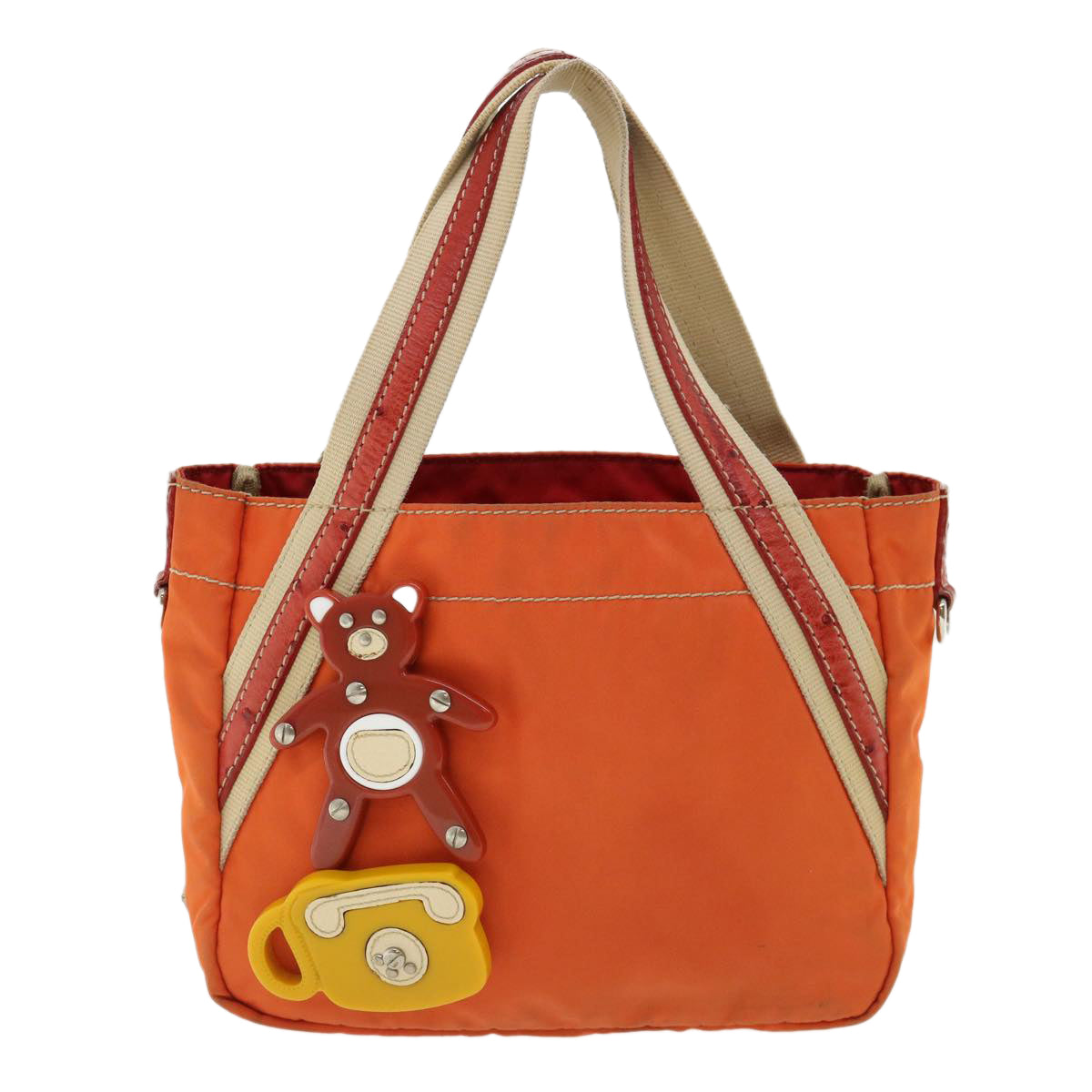 PRADA Hand Bag Nylon Orange  ac1296