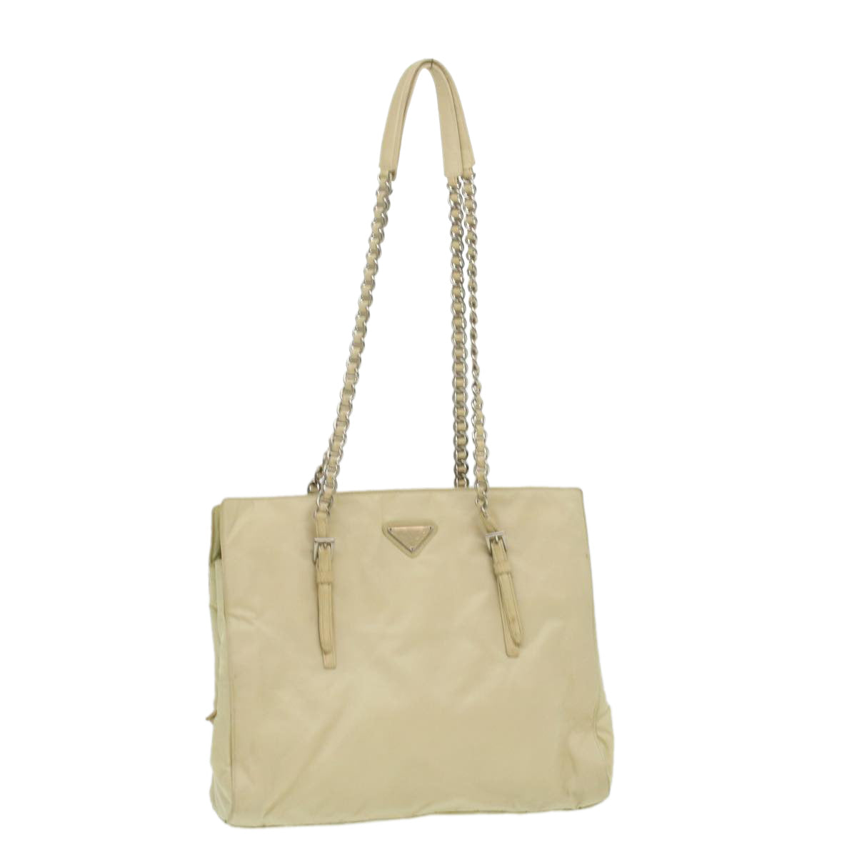 PRADA Chain Shoulder Bag Nylon Beige  ac1622