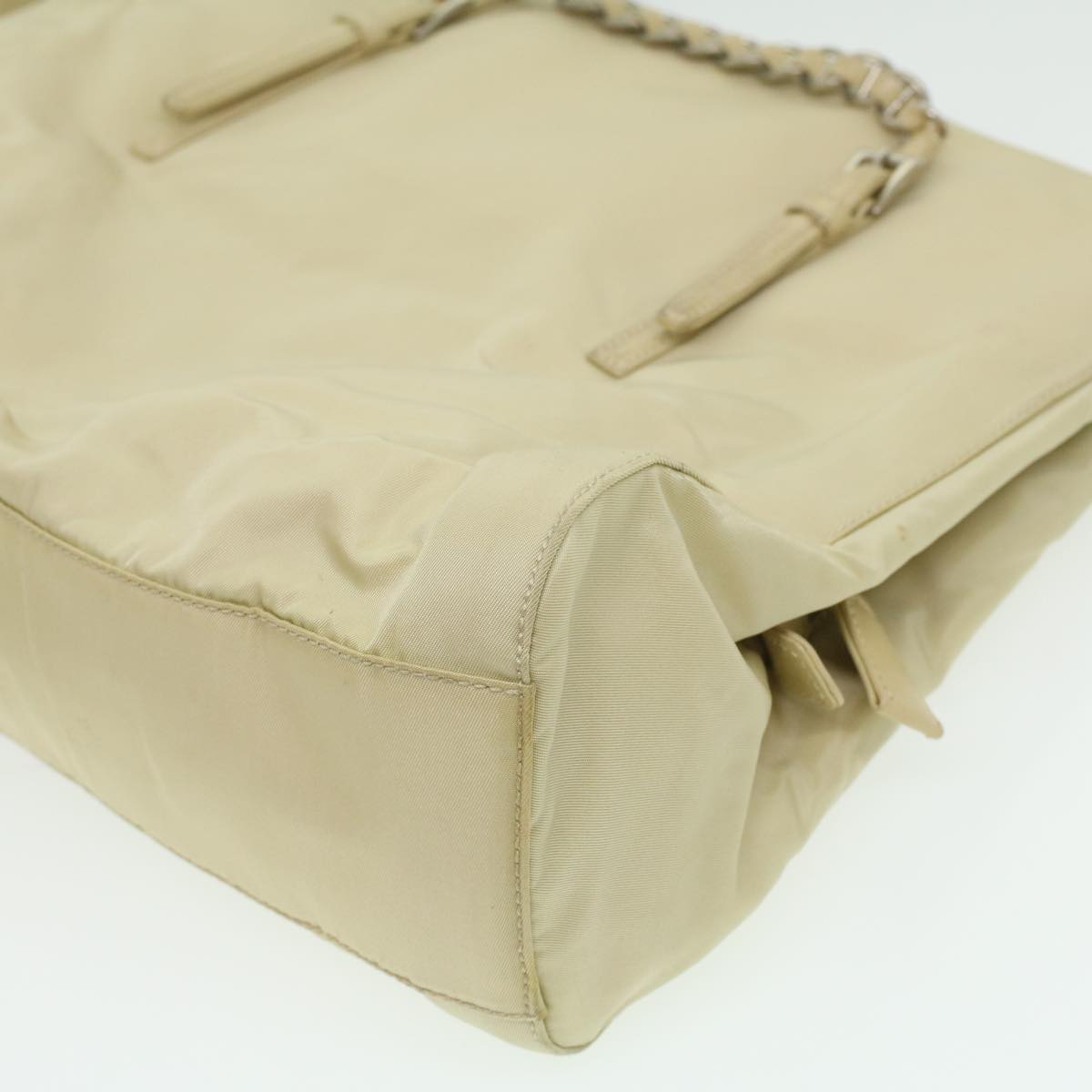 PRADA Chain Shoulder Bag Nylon Beige  ac1622