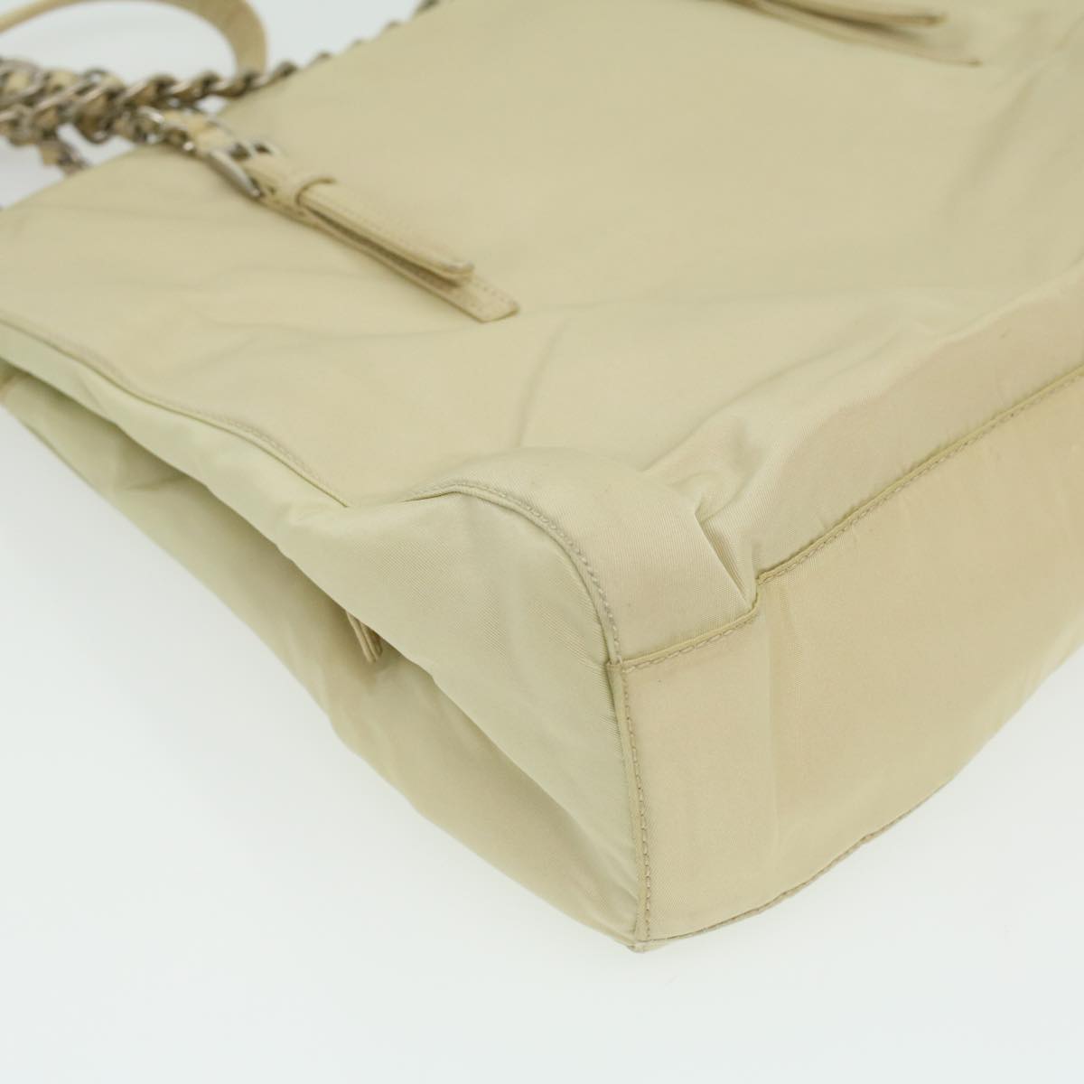 PRADA Chain Shoulder Bag Nylon Beige  ac1622