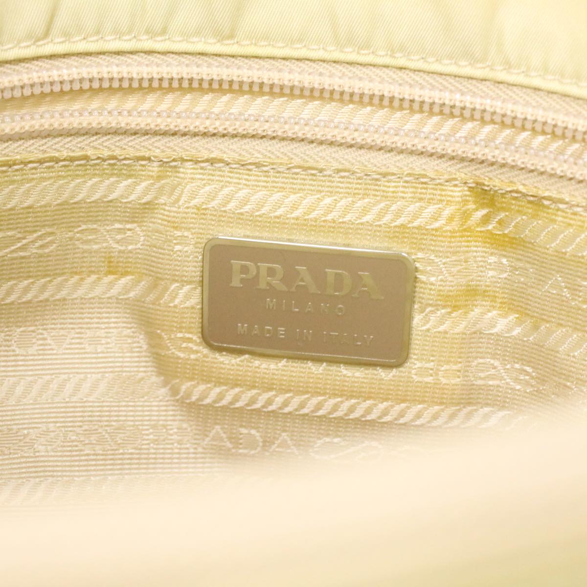 PRADA Chain Shoulder Bag Nylon Beige  ac1622