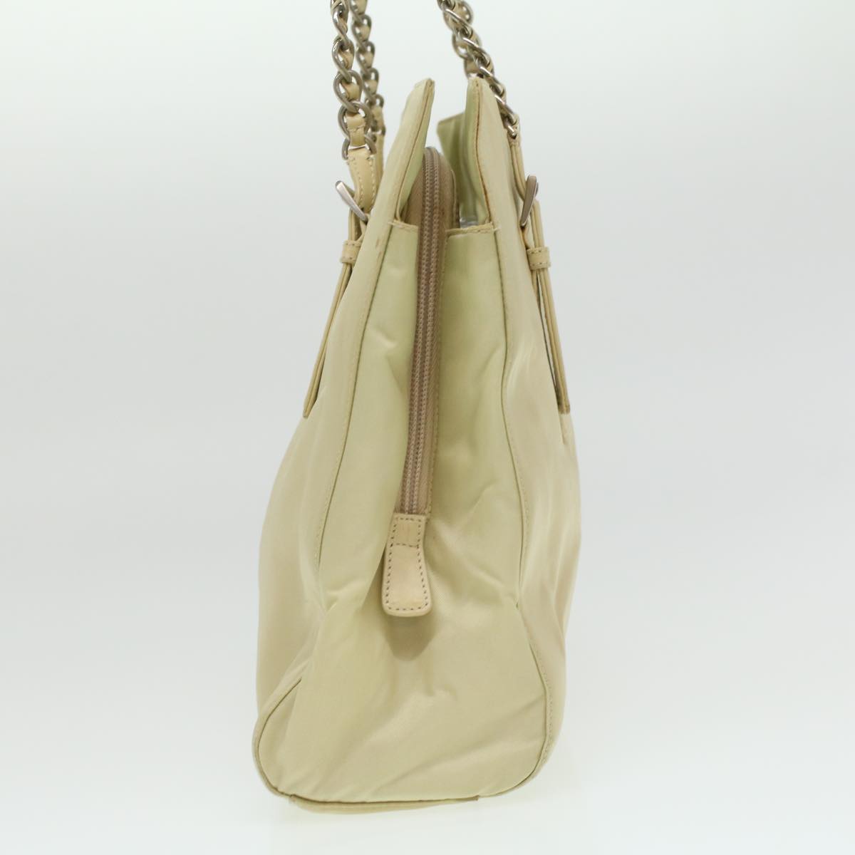 PRADA Chain Shoulder Bag Nylon Beige  ac1622