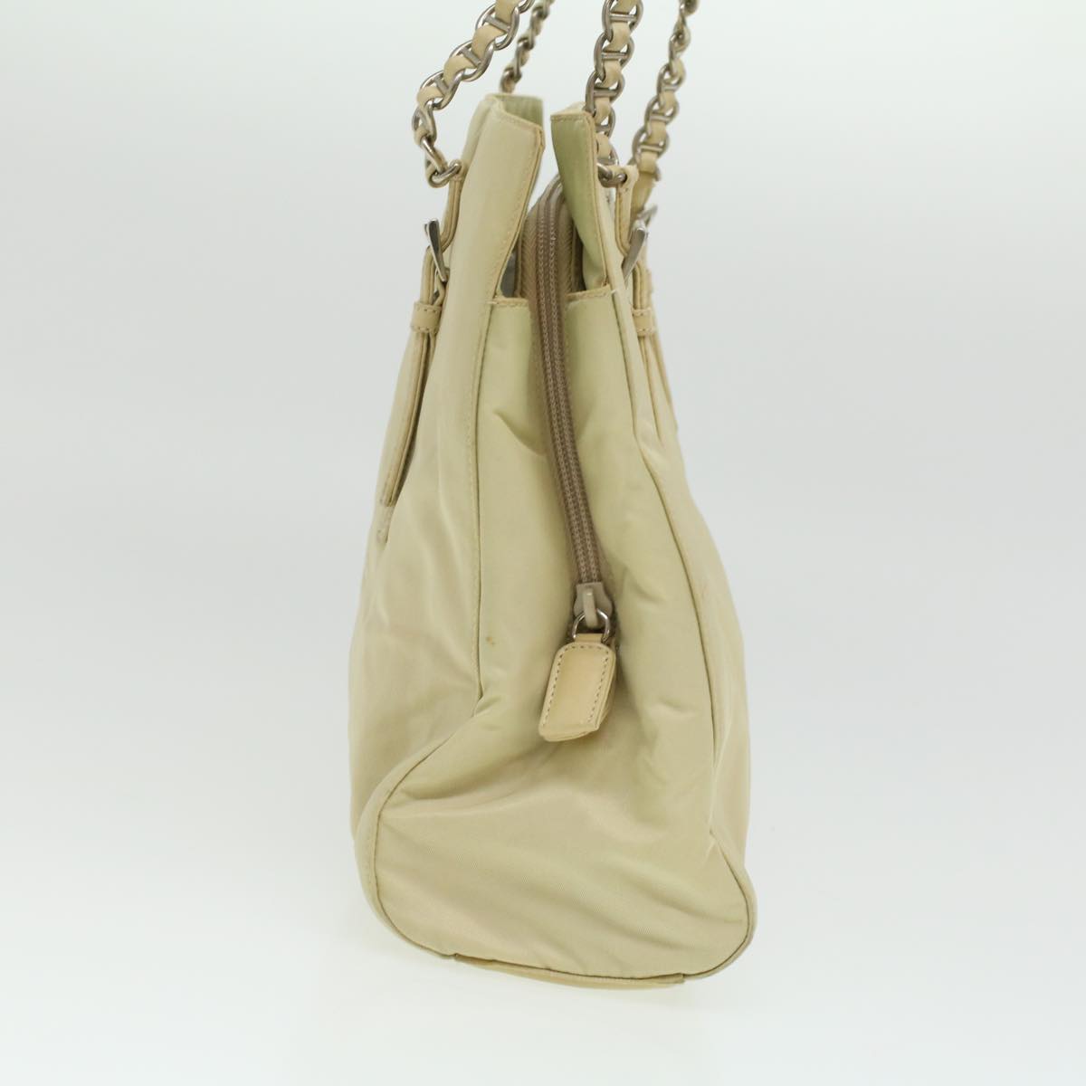 PRADA Chain Shoulder Bag Nylon Beige  ac1622