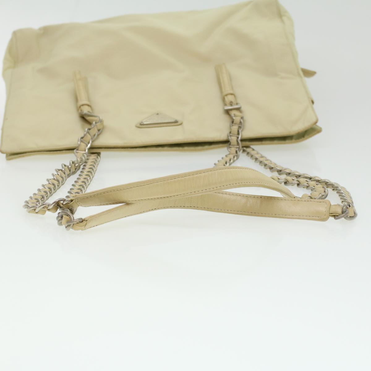 PRADA Chain Shoulder Bag Nylon Beige  ac1622