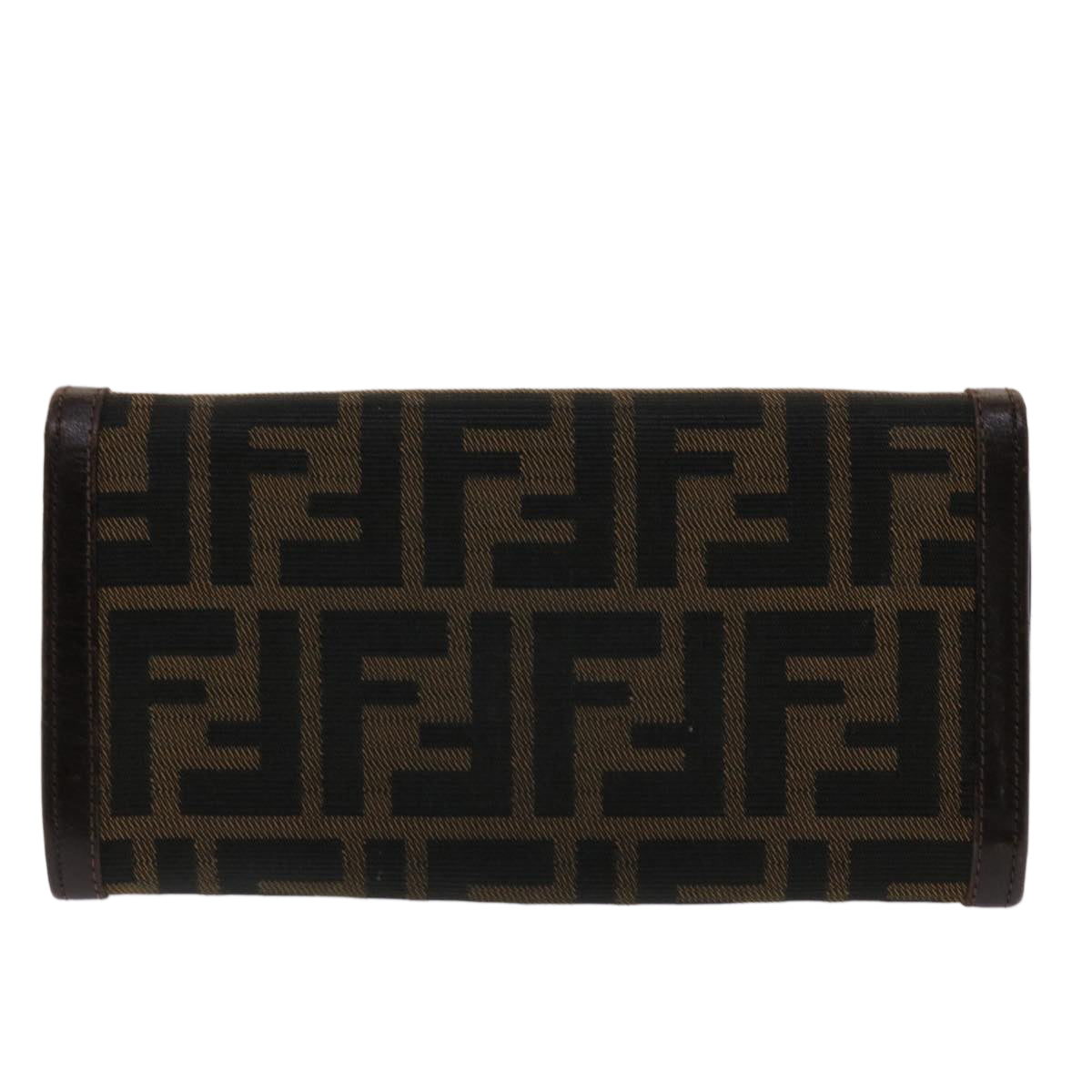 FENDI Zucca Canvas Long Wallet Black Brown Auth ac2048