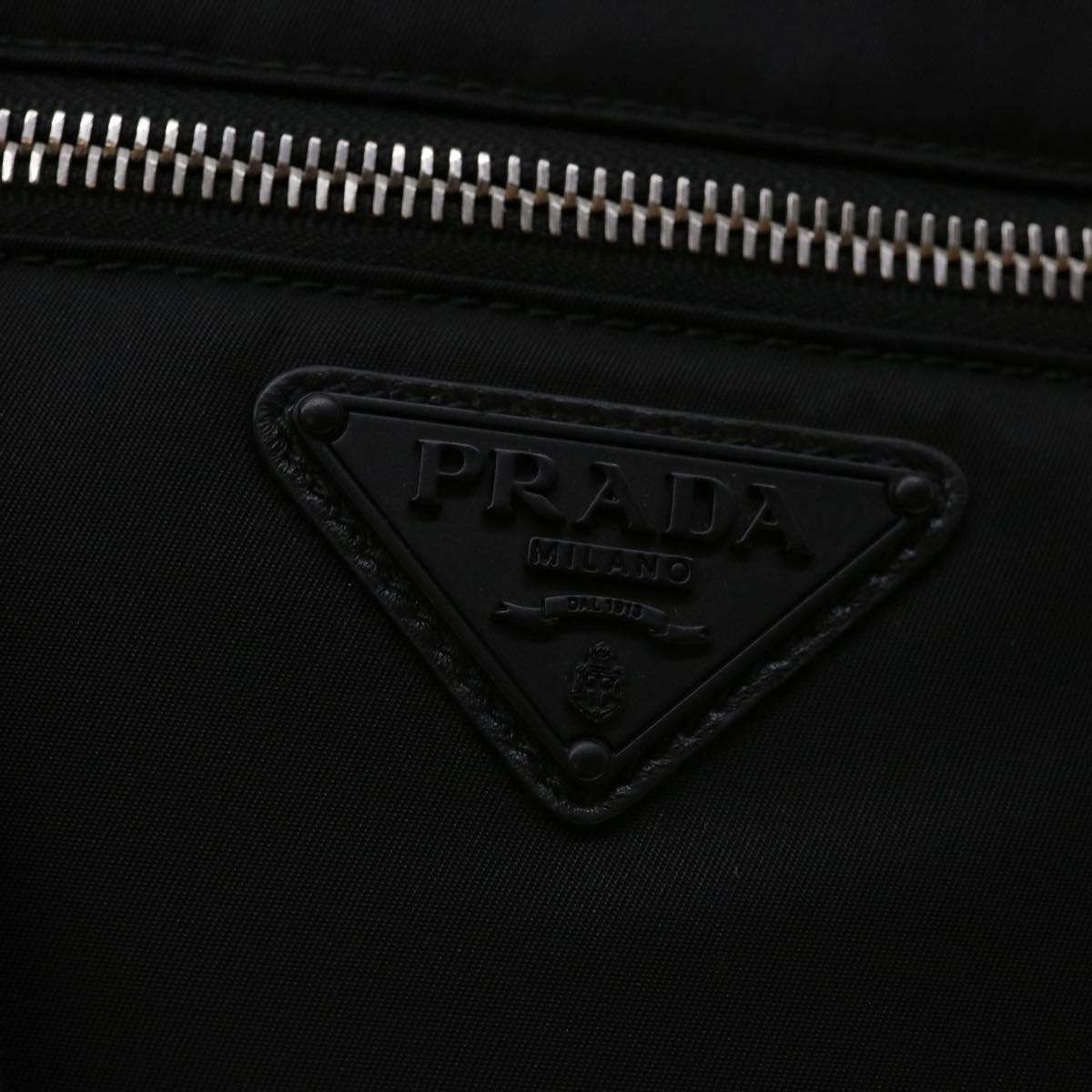 PRADA Clutch Bag Nylon Leather Black Orange  ac997