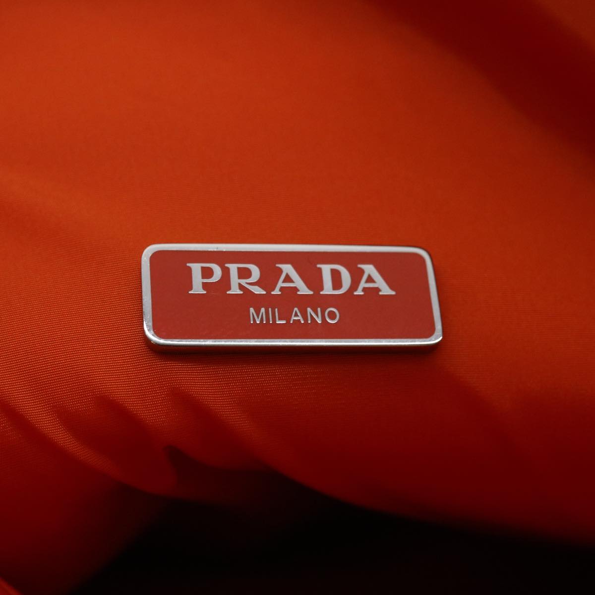 PRADA Clutch Bag Nylon Leather Black Orange  ac997