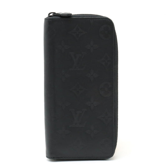 Louis Vuitton Monogram Shadow Zippie Wallet Vertical Round  Long Wallet Leather Black M62902