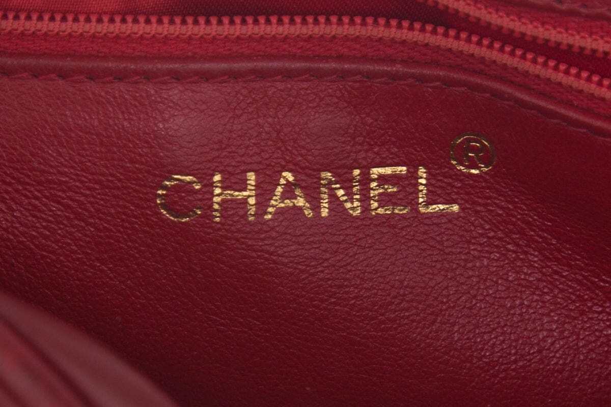 Chanel Vintage Red Leather Crossbody Handbag