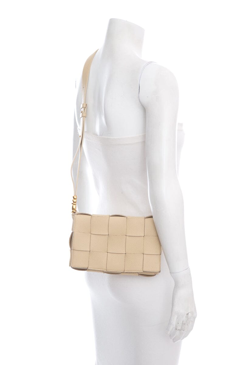 Bottega Veneta Cassette Woven Leather Beige Crossbody Bag