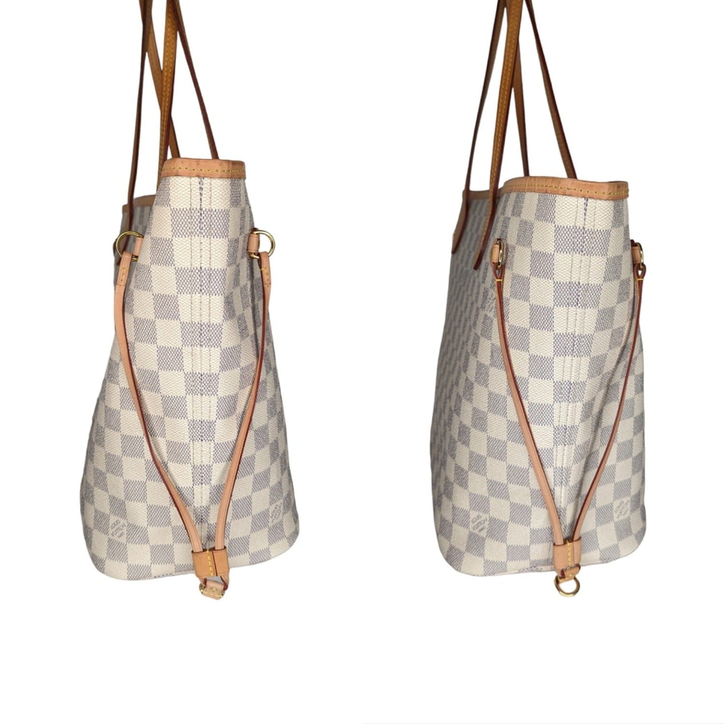 Louis Vuitton Neverfull Damier Azur MM Tote Rose Ballerine