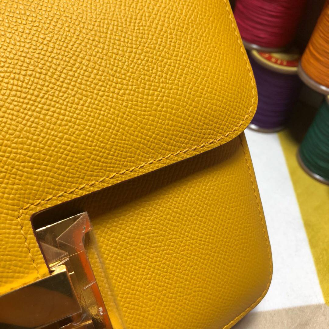 HM Constance 23 Epsom Yellow For Women, Womenâ€™s Handbags, Shoulder Bags 9.4in/23cm