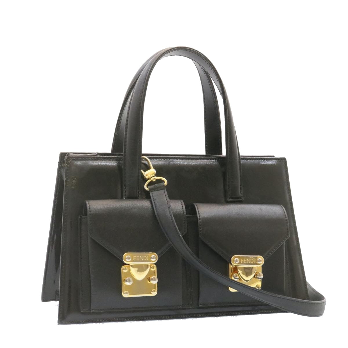 FENDI 2Way Hand Shoulder Bag Leather Black  ai073