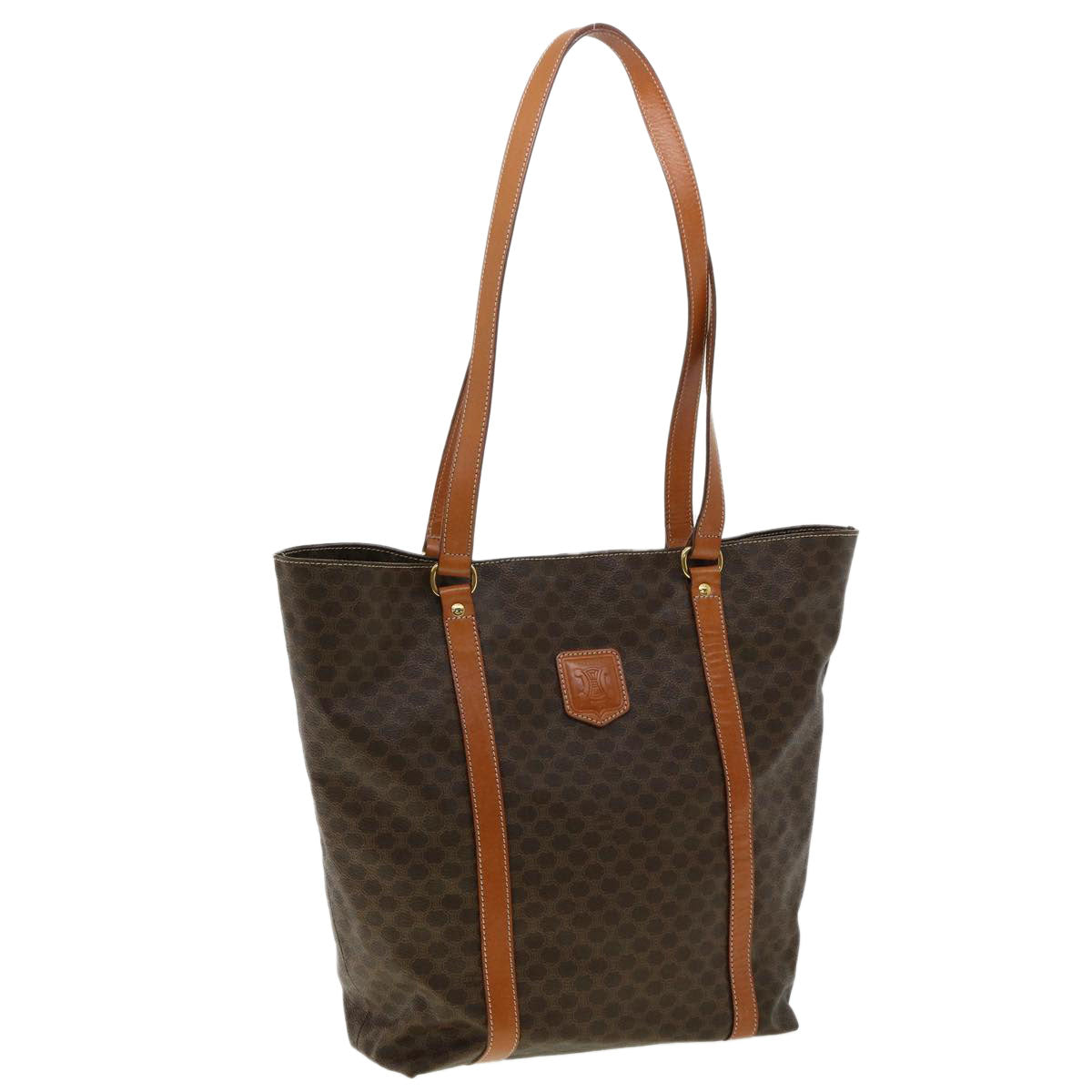 Celine Macadam Canvas Tote Bag PVC Leather Brown  am3232