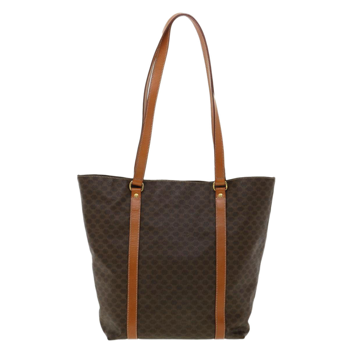 Celine Macadam Canvas Tote Bag PVC Leather Brown  am3232