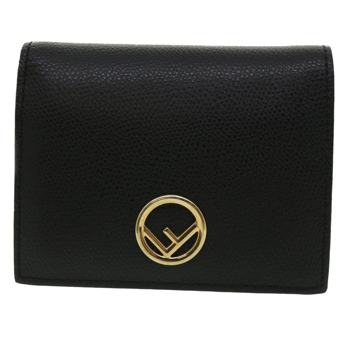 FENDI Wallet Leather Black Auth am3478