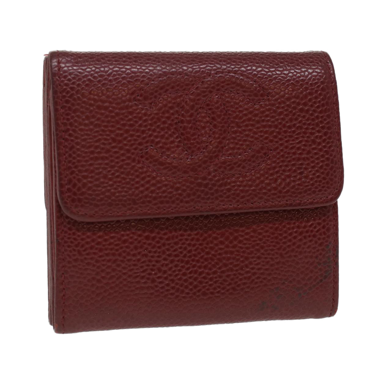 CHANEL Wallet Caviar Skin Red CC   am3885