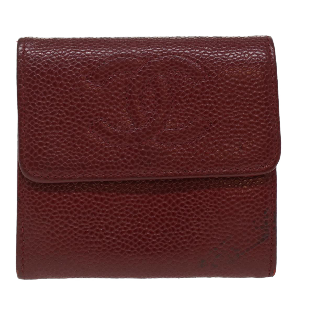 CHANEL Wallet Caviar Skin Red CC   am3885