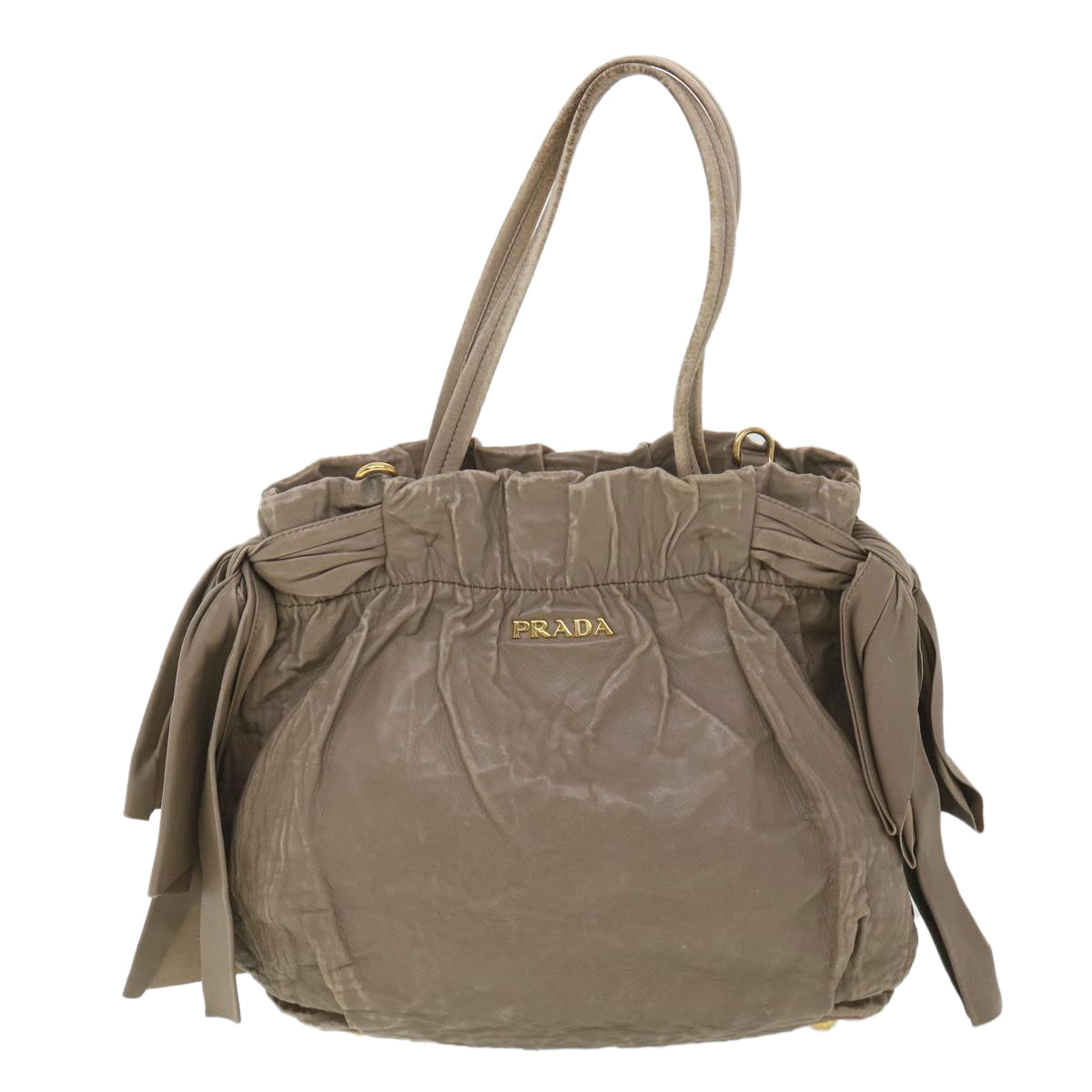 PRADA Hand Bag Leather 2way Gray  am4052