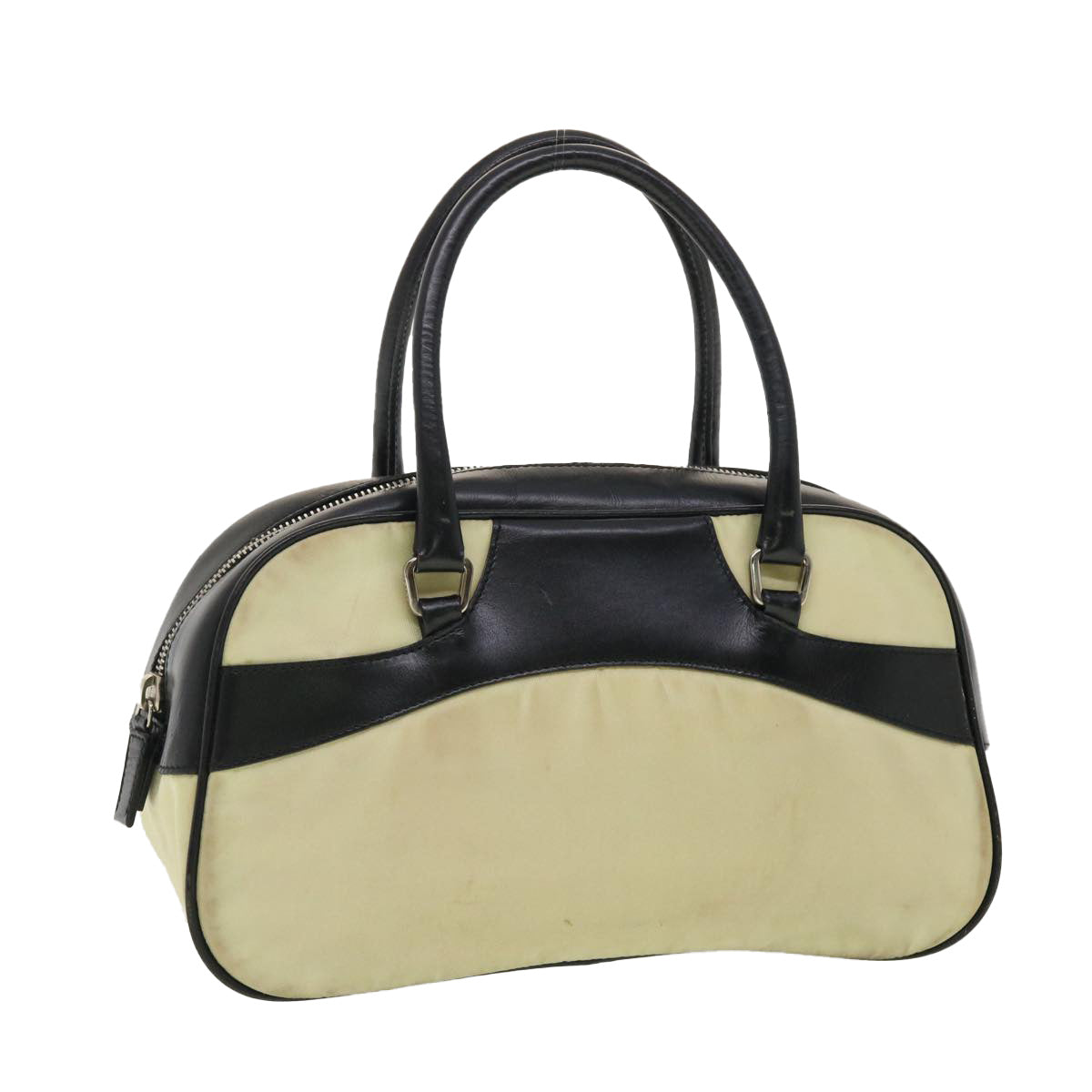 PRADA Hand Bag Nylon Black Beige  am4158