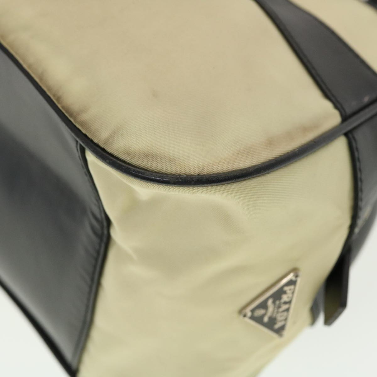 PRADA Hand Bag Nylon Black Beige  am4158