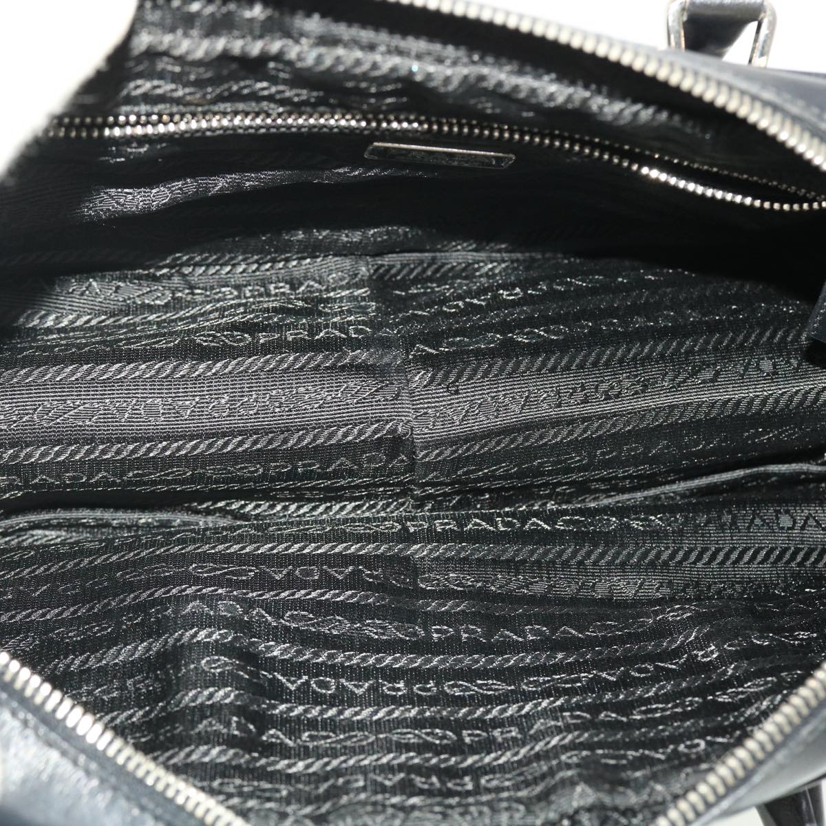 PRADA Hand Bag Nylon Black Beige  am4158