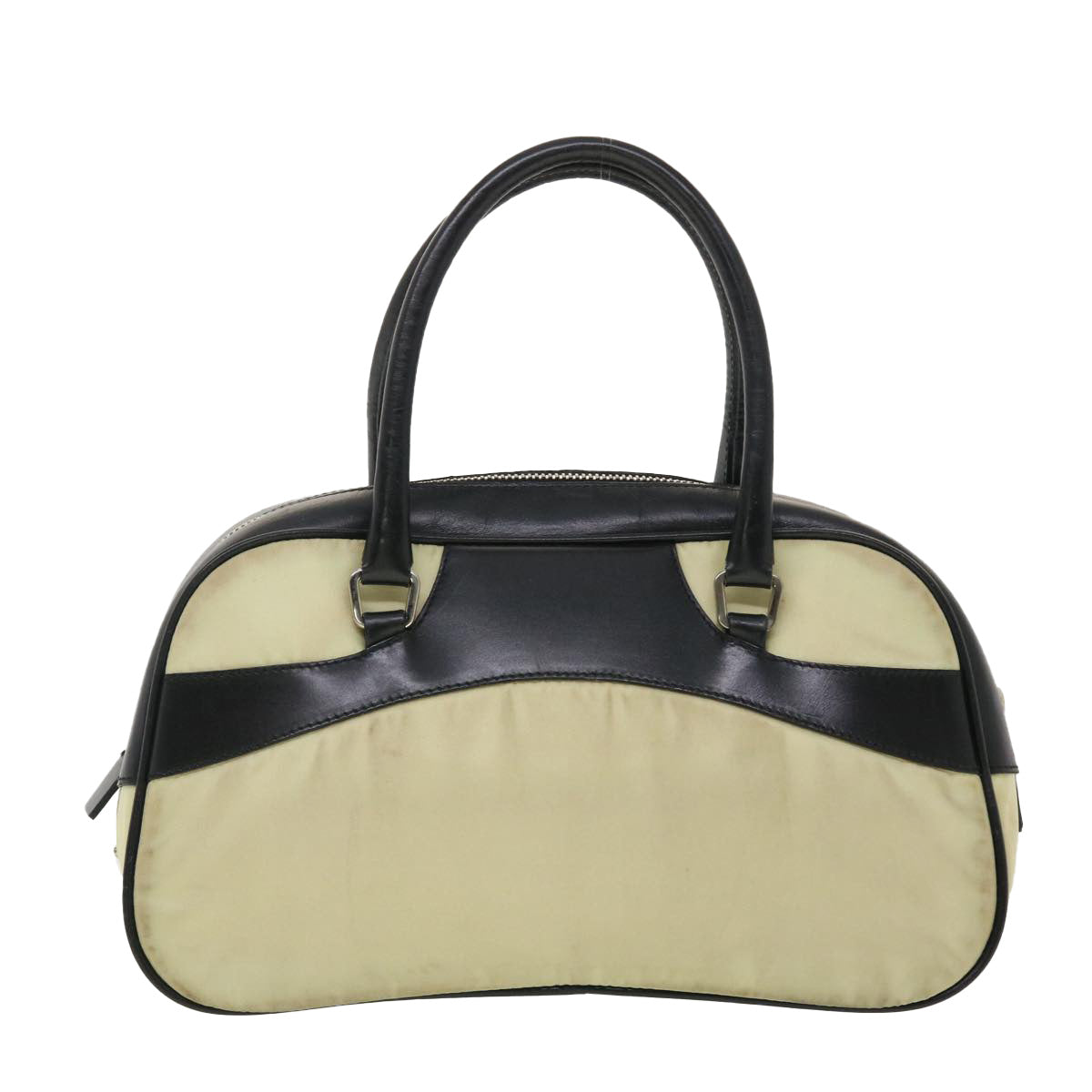 PRADA Hand Bag Nylon Black Beige  am4158