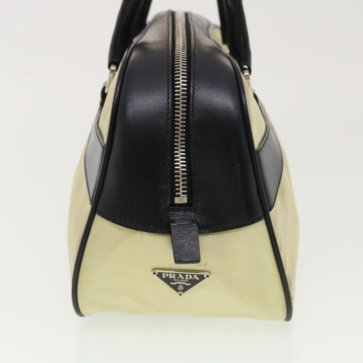 PRADA Hand Bag Nylon Black Beige  am4158