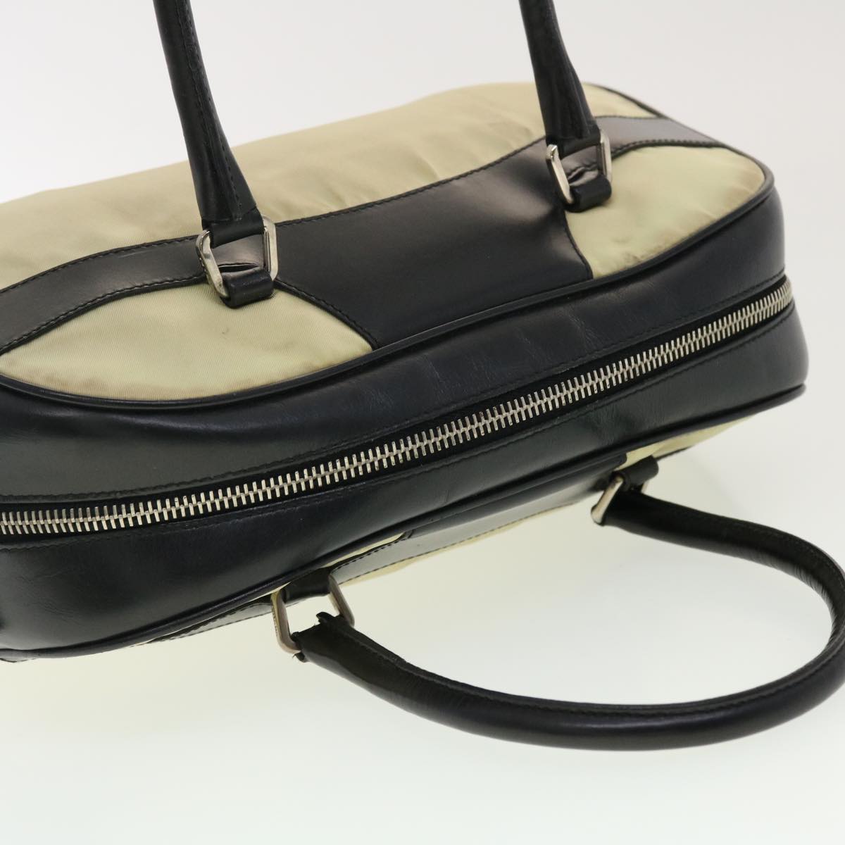 PRADA Hand Bag Nylon Black Beige  am4158