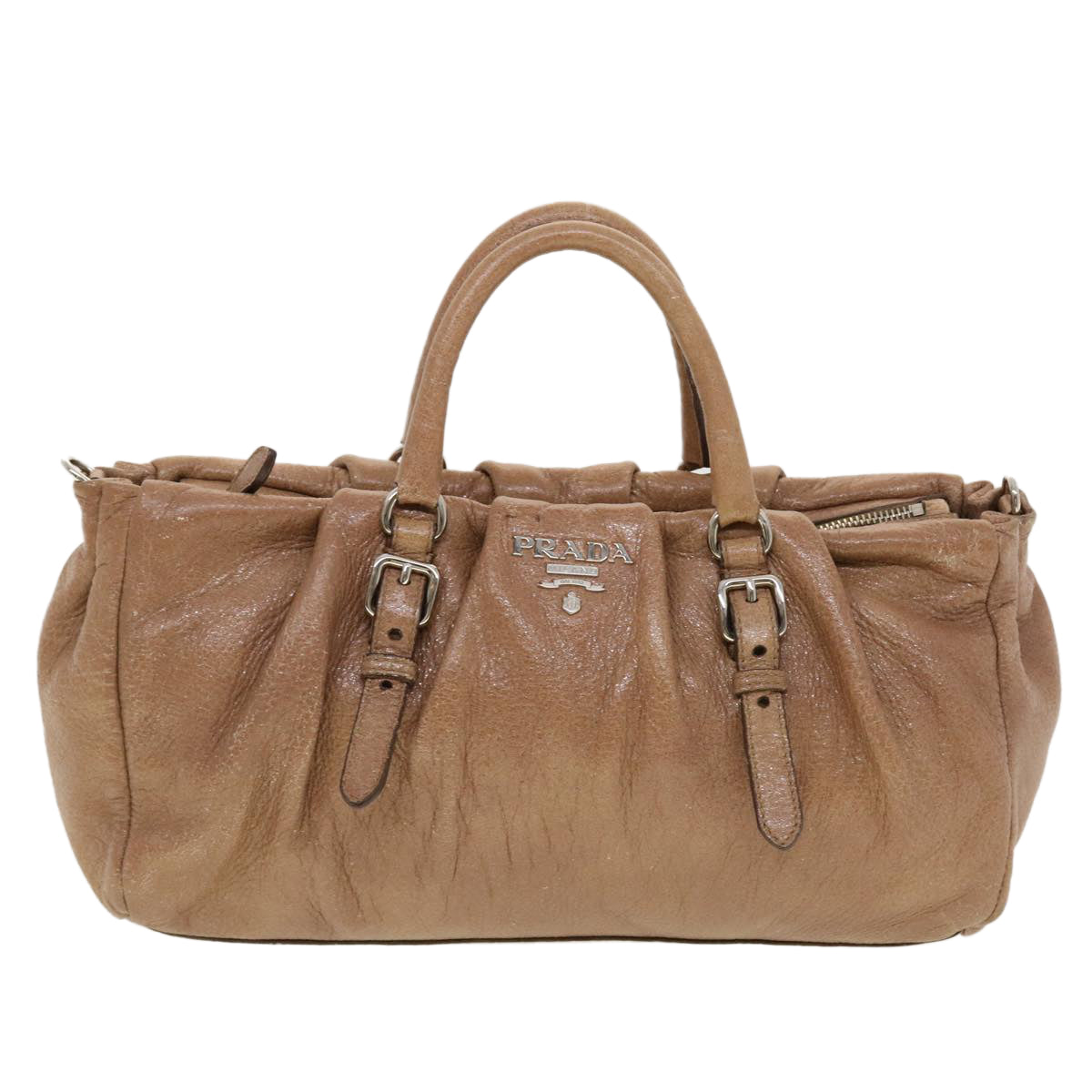 PRADA Shoulder Bag Leather 2way Brown  am4385