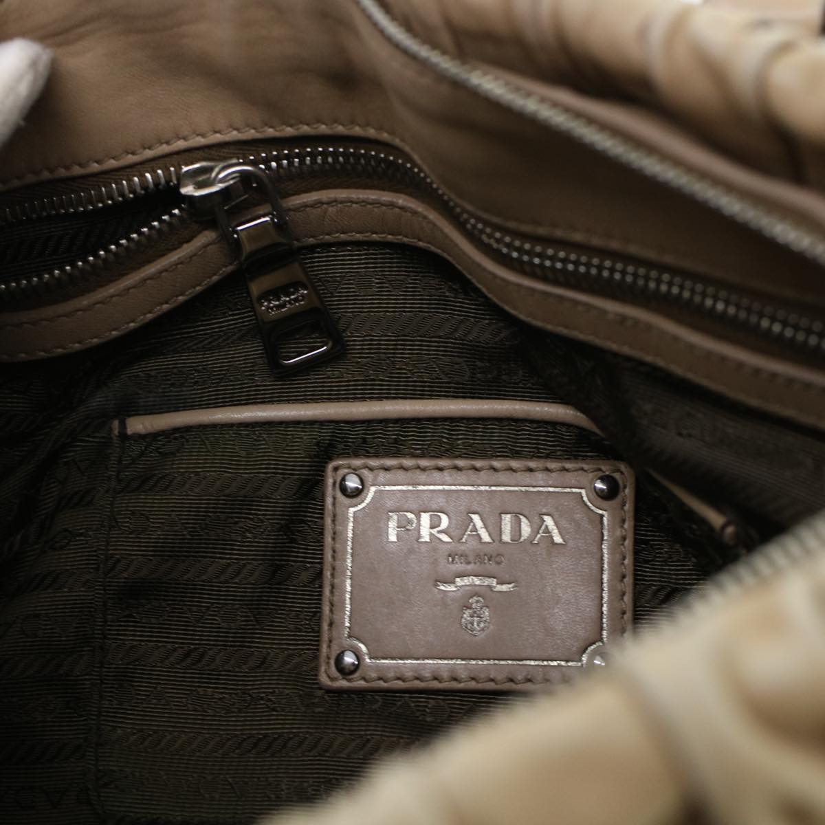 PRADA Shoulder Bag Leather 2way Beige  am4393