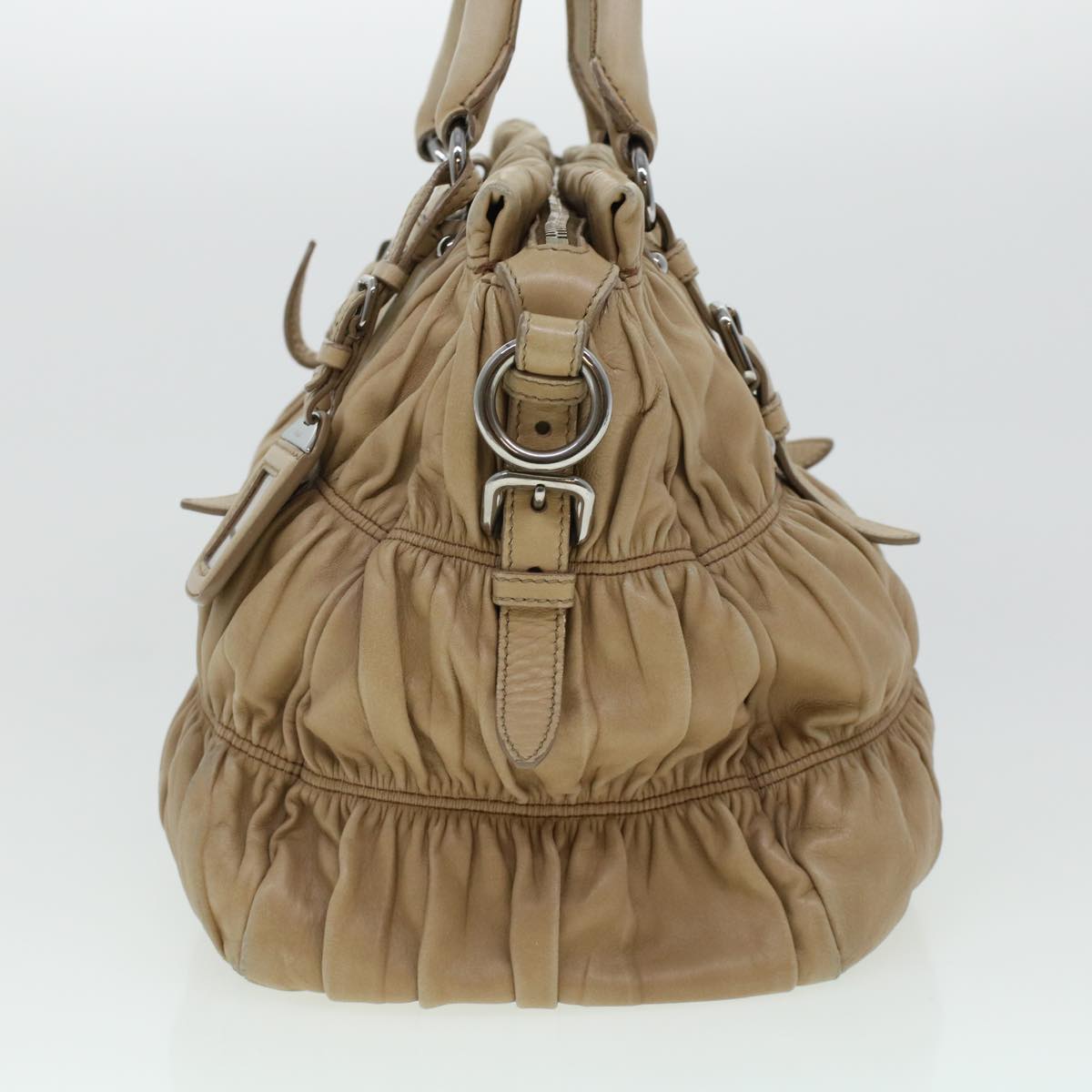 PRADA Shoulder Bag Leather 2way Beige  am4393