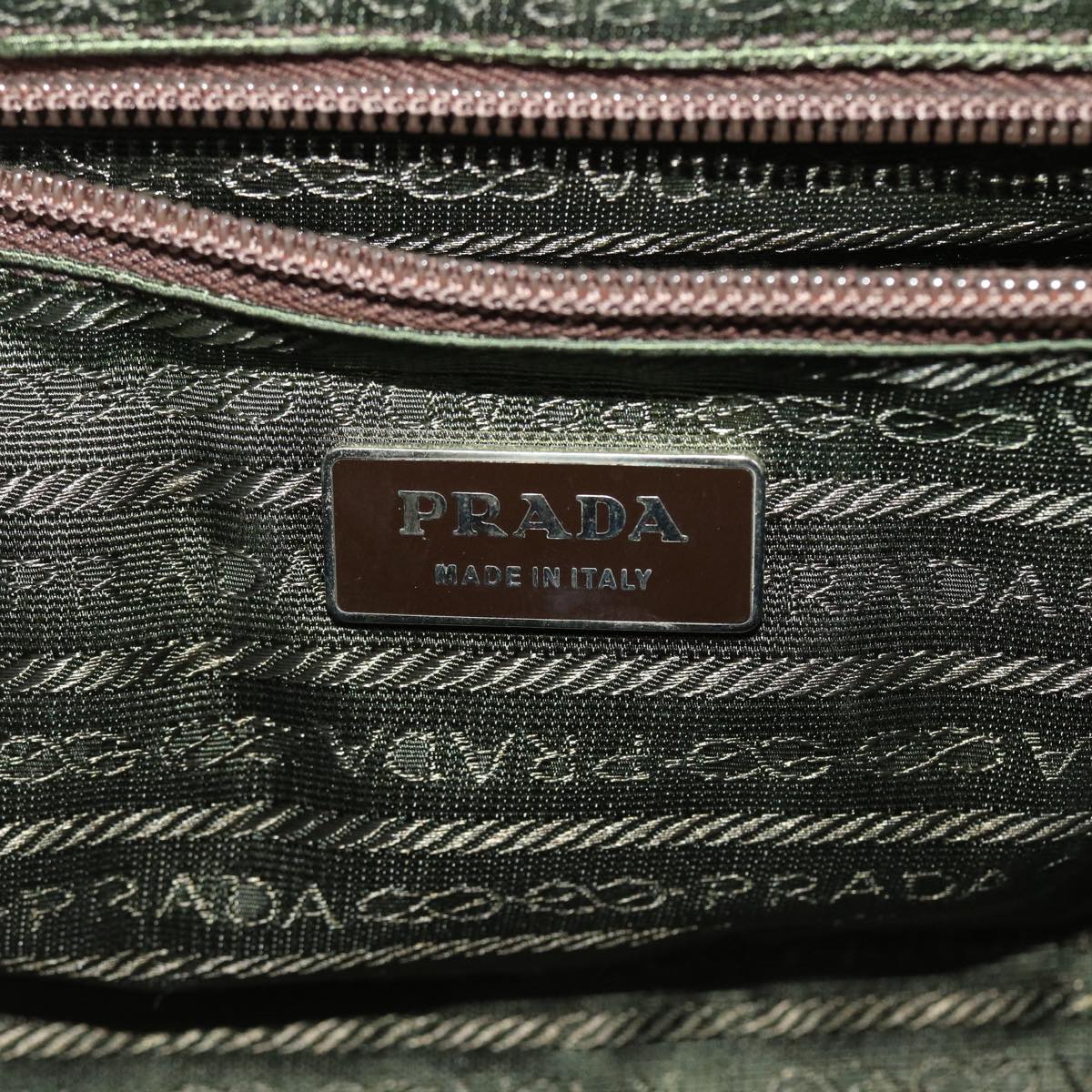 PRADA Shoulder Bag Canvas Leather Red  am4741