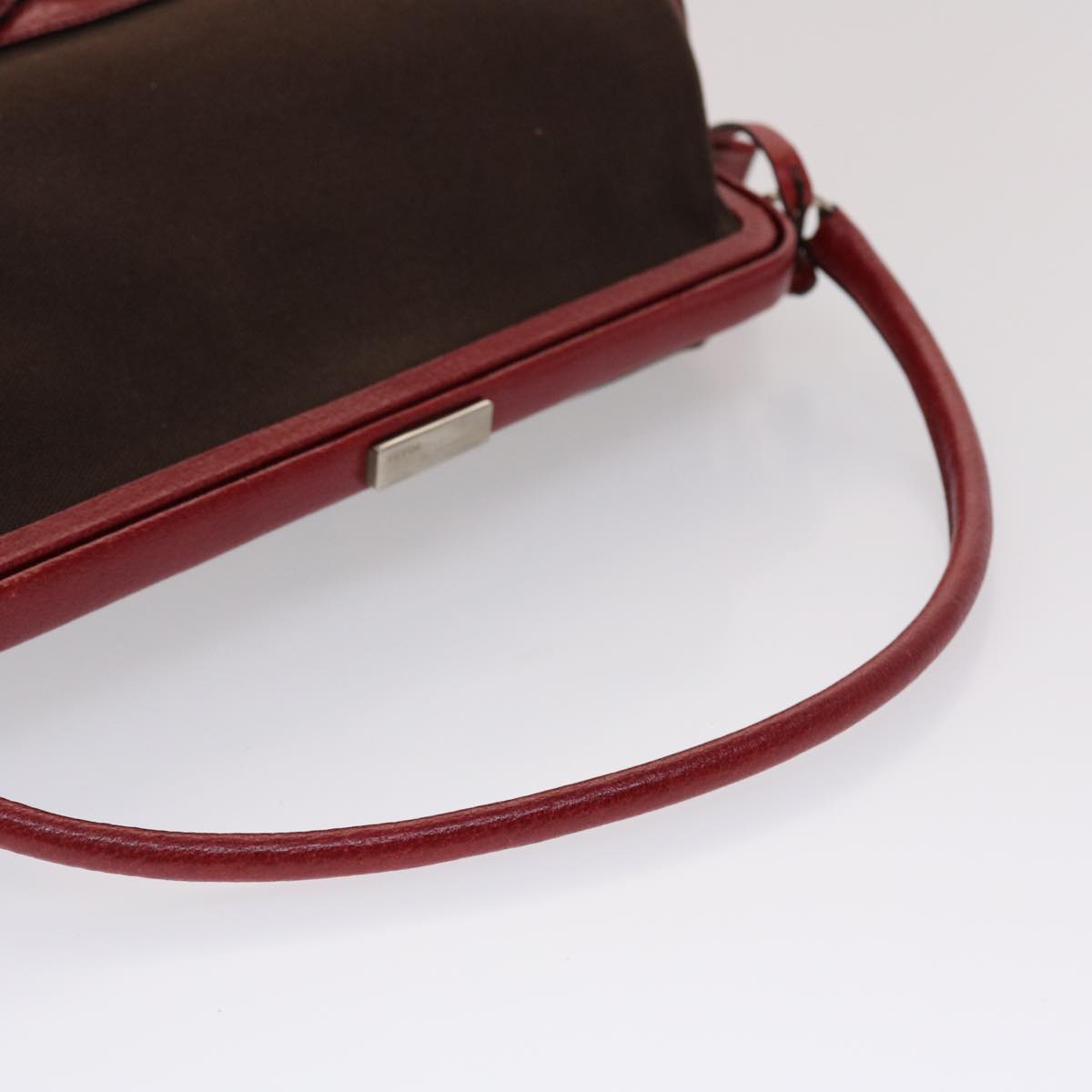 PRADA Shoulder Bag Canvas Leather Red  am4741