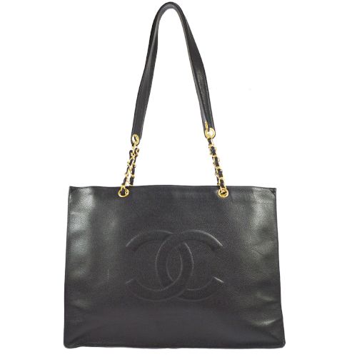 CHANEL 1996-1997 Black Caviar XL Tote Bag ao23528