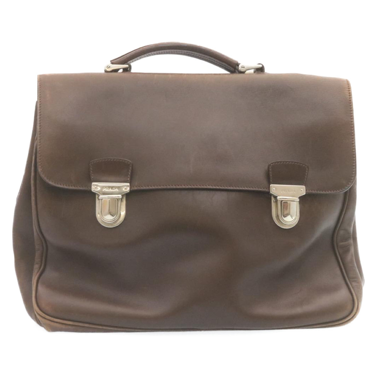 PRADA Leather Hand Bag Brown  ar6360