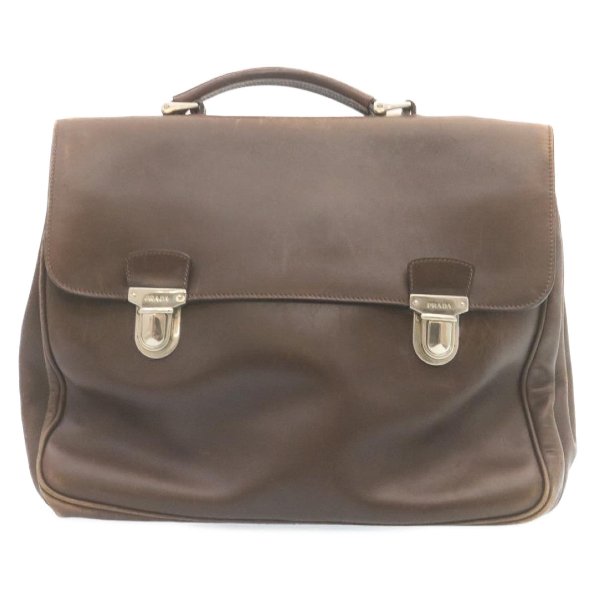 PRADA Leather Hand Bag Brown  ar6360