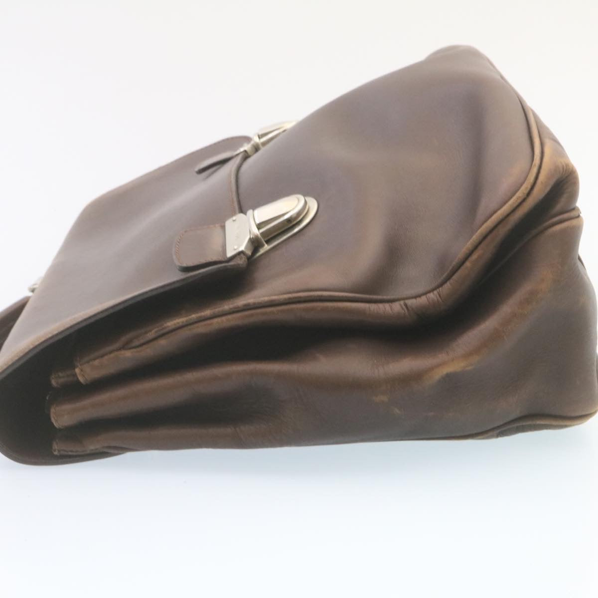 PRADA Leather Hand Bag Brown  ar6360