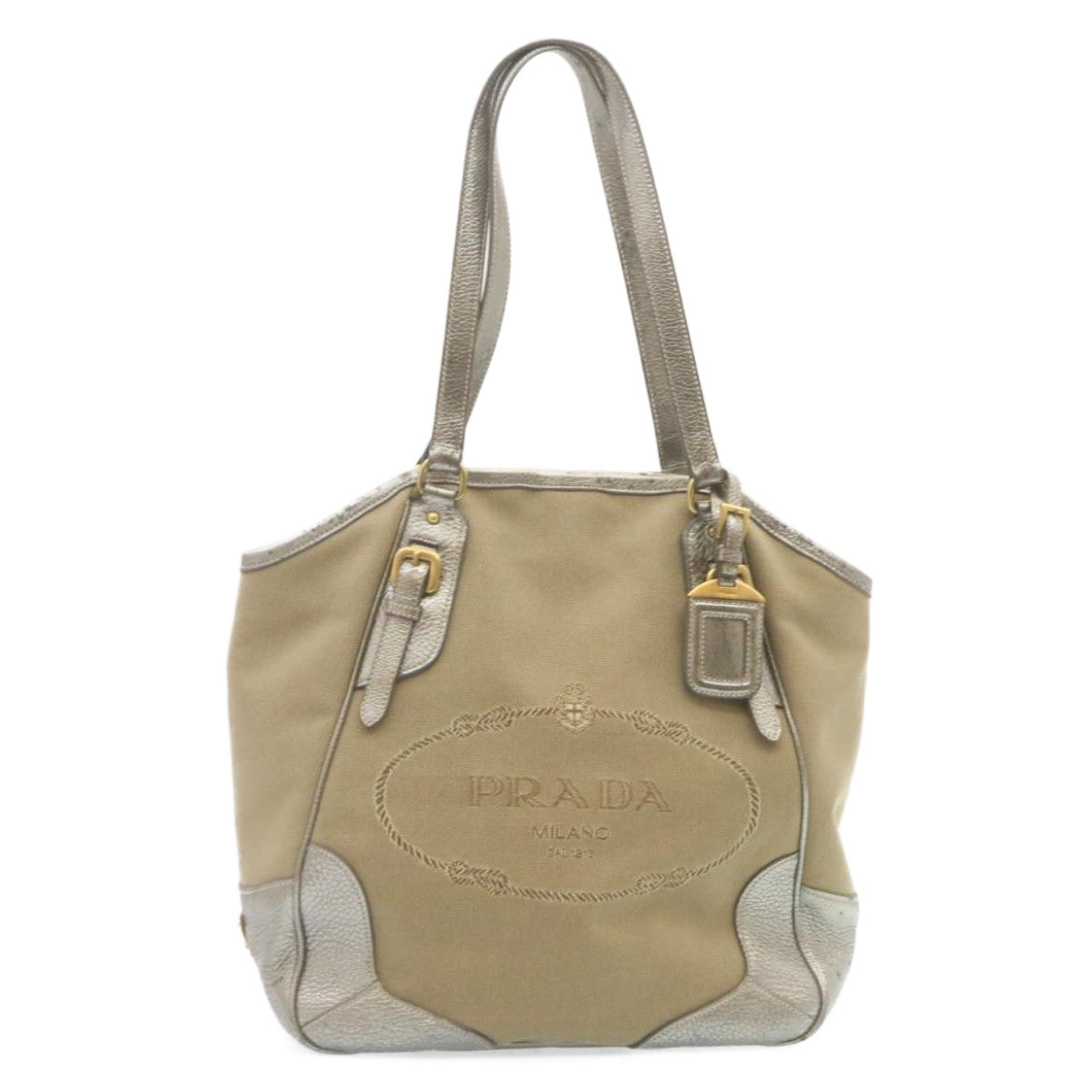 PRADA Tote Bag Canvas Beige  ar6404