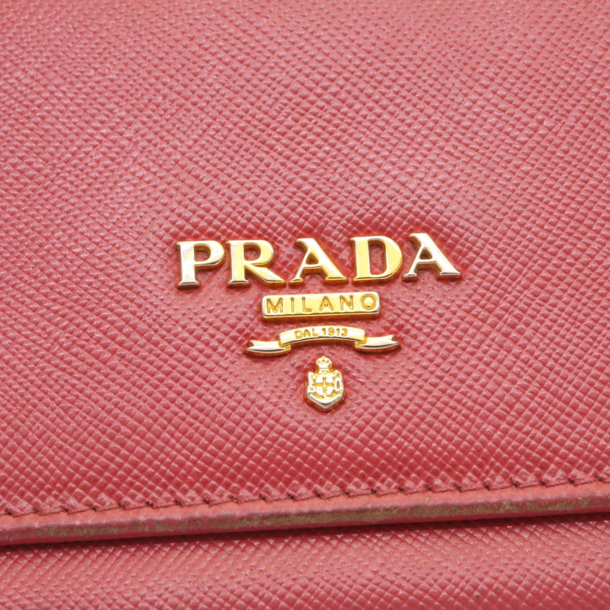 PRADA Safiano Leather Chain Wallet Pink  ar6601