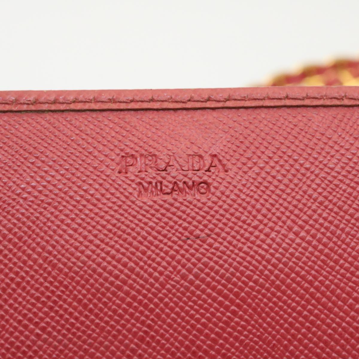 PRADA Safiano Leather Chain Wallet Pink  ar6601