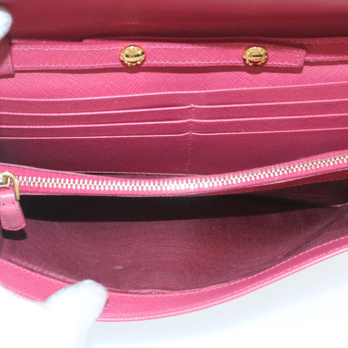 PRADA Safiano Leather Chain Wallet Pink  ar6601