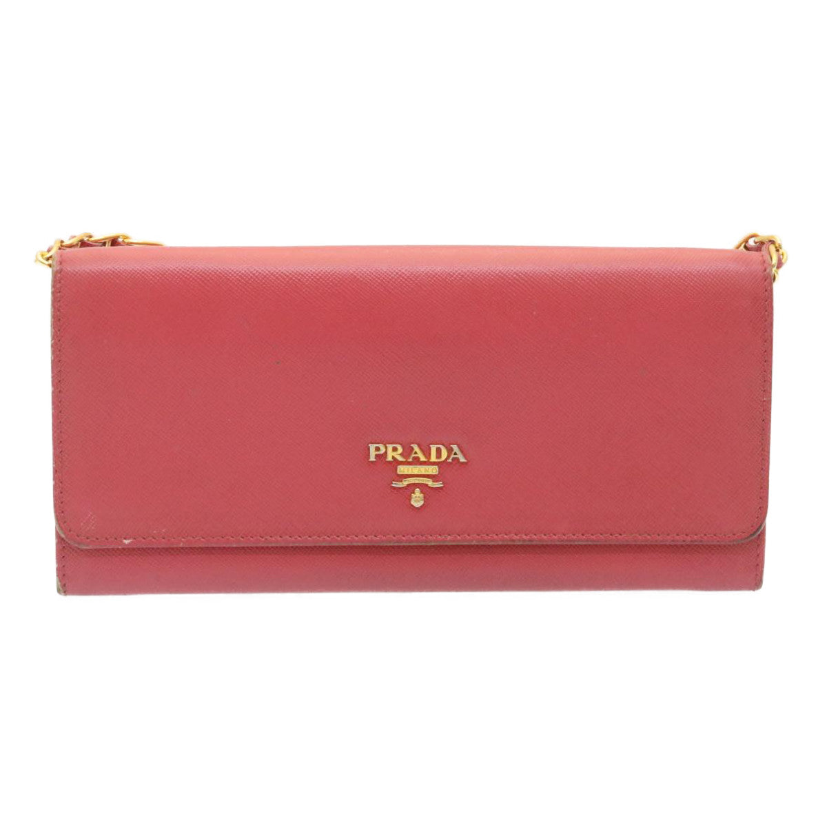 PRADA Safiano Leather Chain Wallet Pink  ar6601