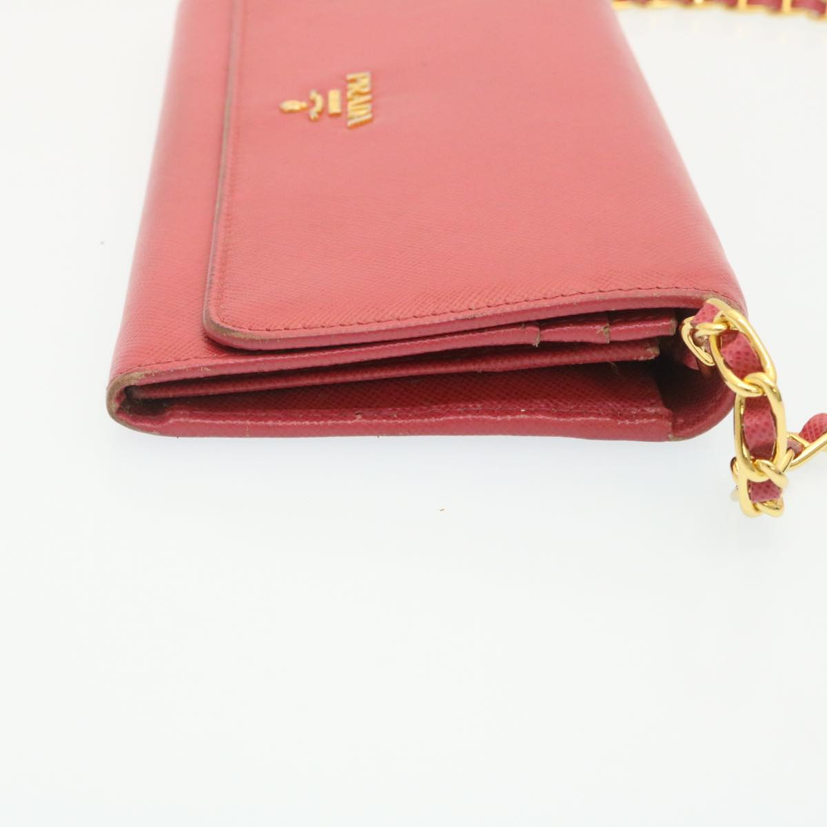 PRADA Safiano Leather Chain Wallet Pink  ar6601