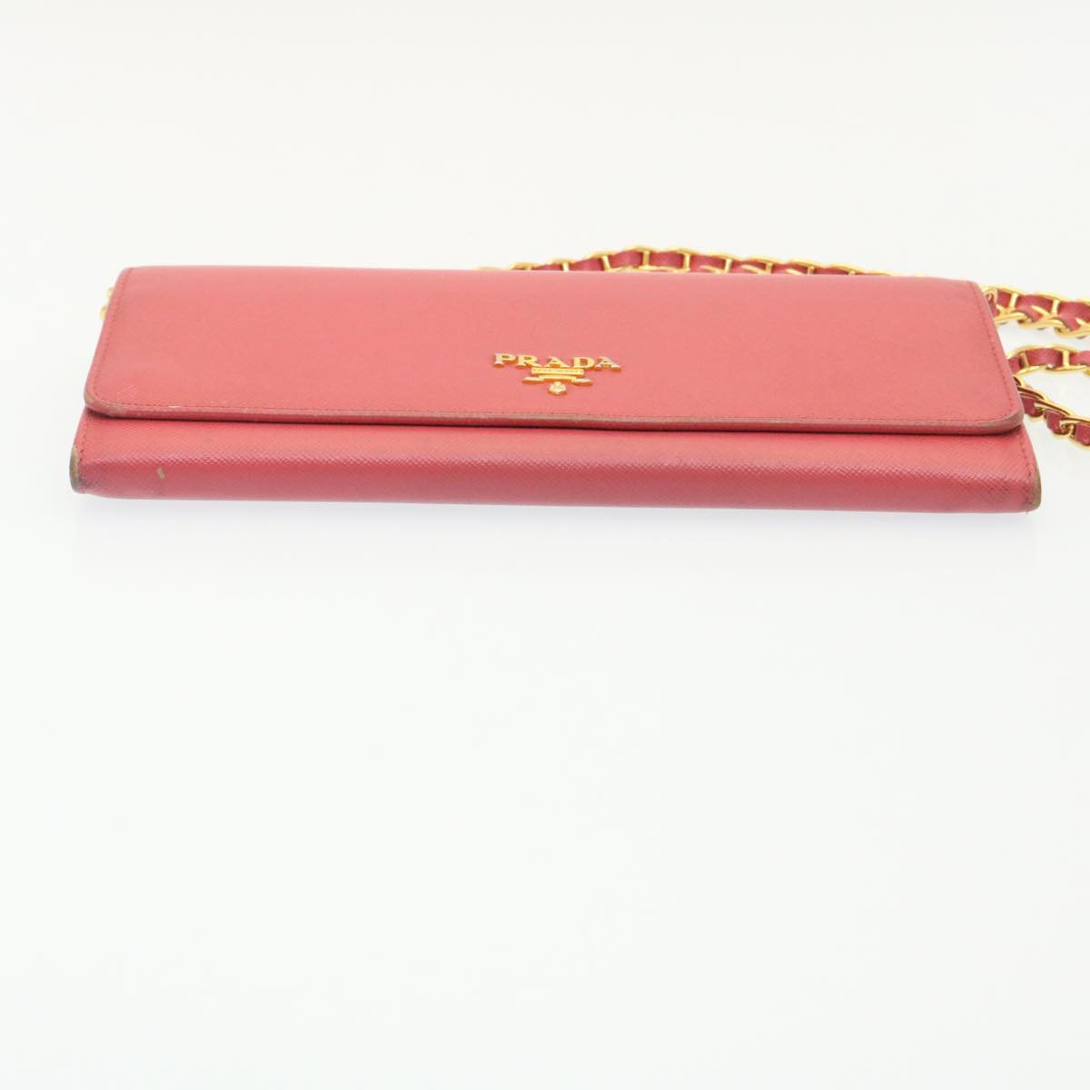 PRADA Safiano Leather Chain Wallet Pink  ar6601