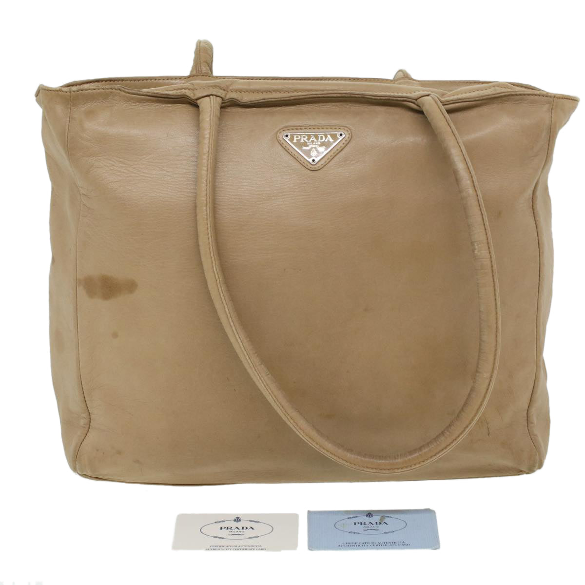 PRADA Tote Bag Lamb Skin Beige  ar8449