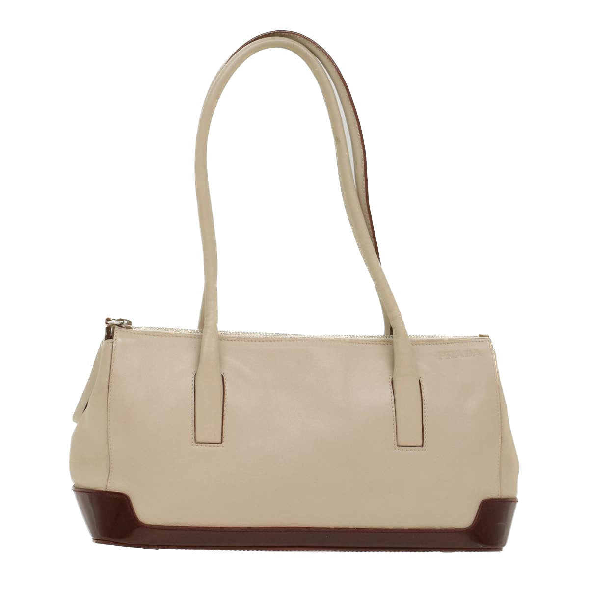 PRADA Shoulder Bag Leather Beige  ar9943