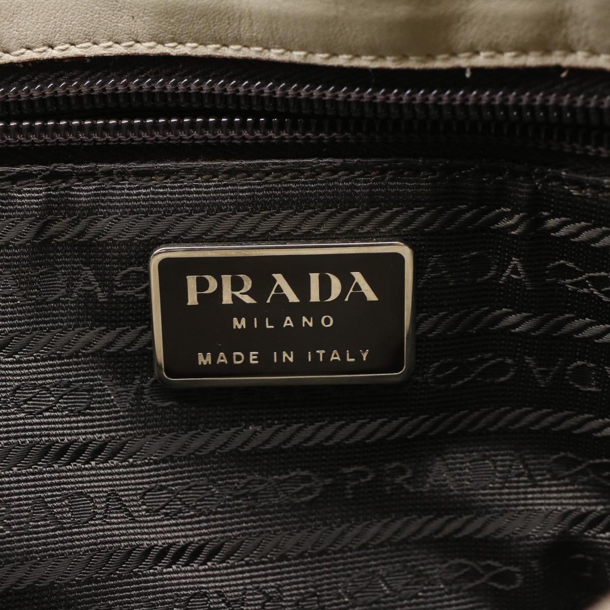 PRADA Shoulder Bag Leather Beige  ar9943