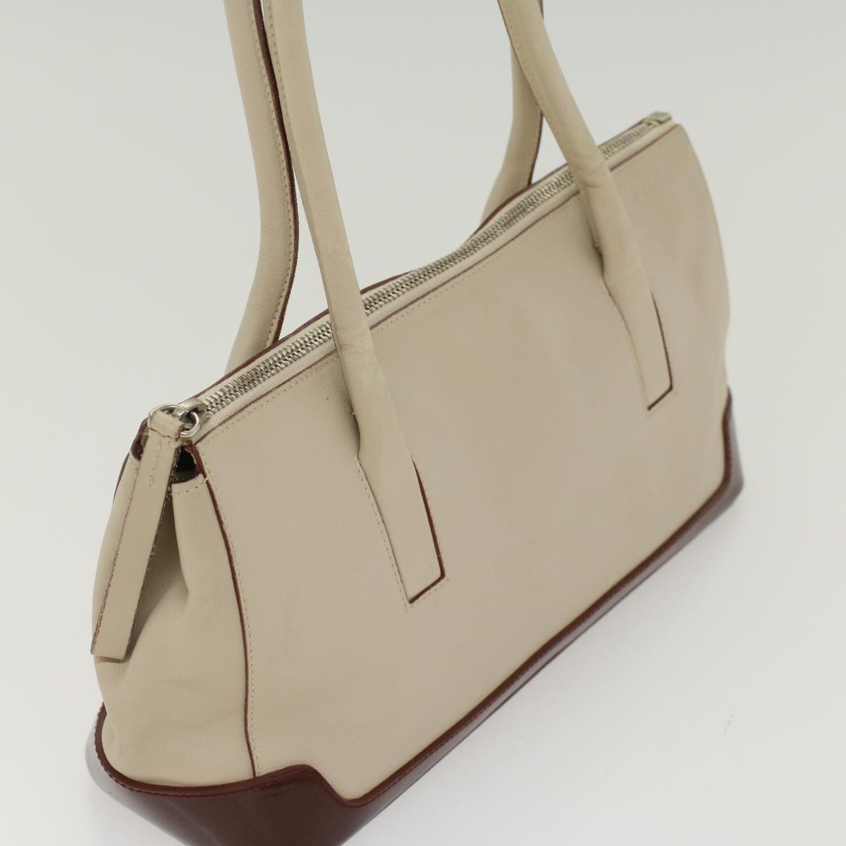 PRADA Shoulder Bag Leather Beige  ar9943